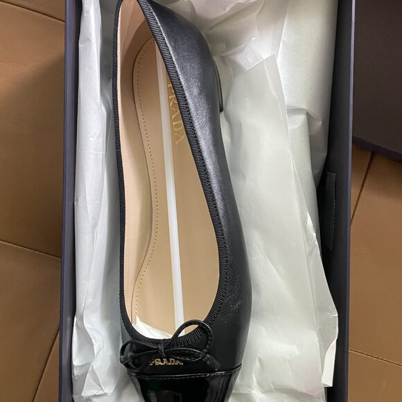 Prada Black Calzature Donna Nappa + Vernice Ballerina Flats - Picture 2 of 3